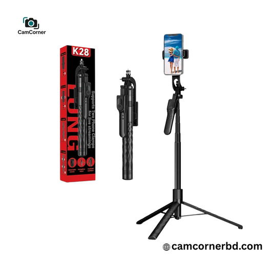 K28 Long Selfie Stick with Tripod Stand with Remote Control