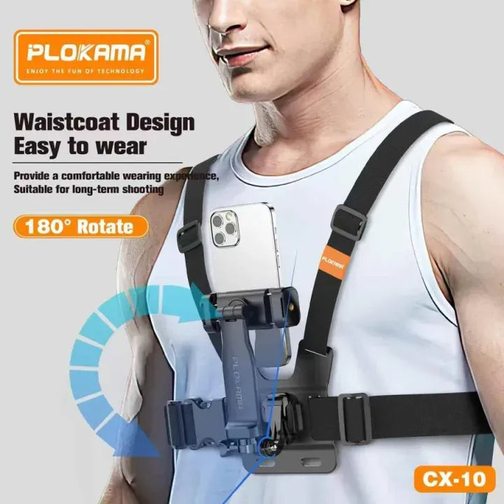 PLOKAMA CX10 Adjustable Chest Strap Phone Mount Holder
