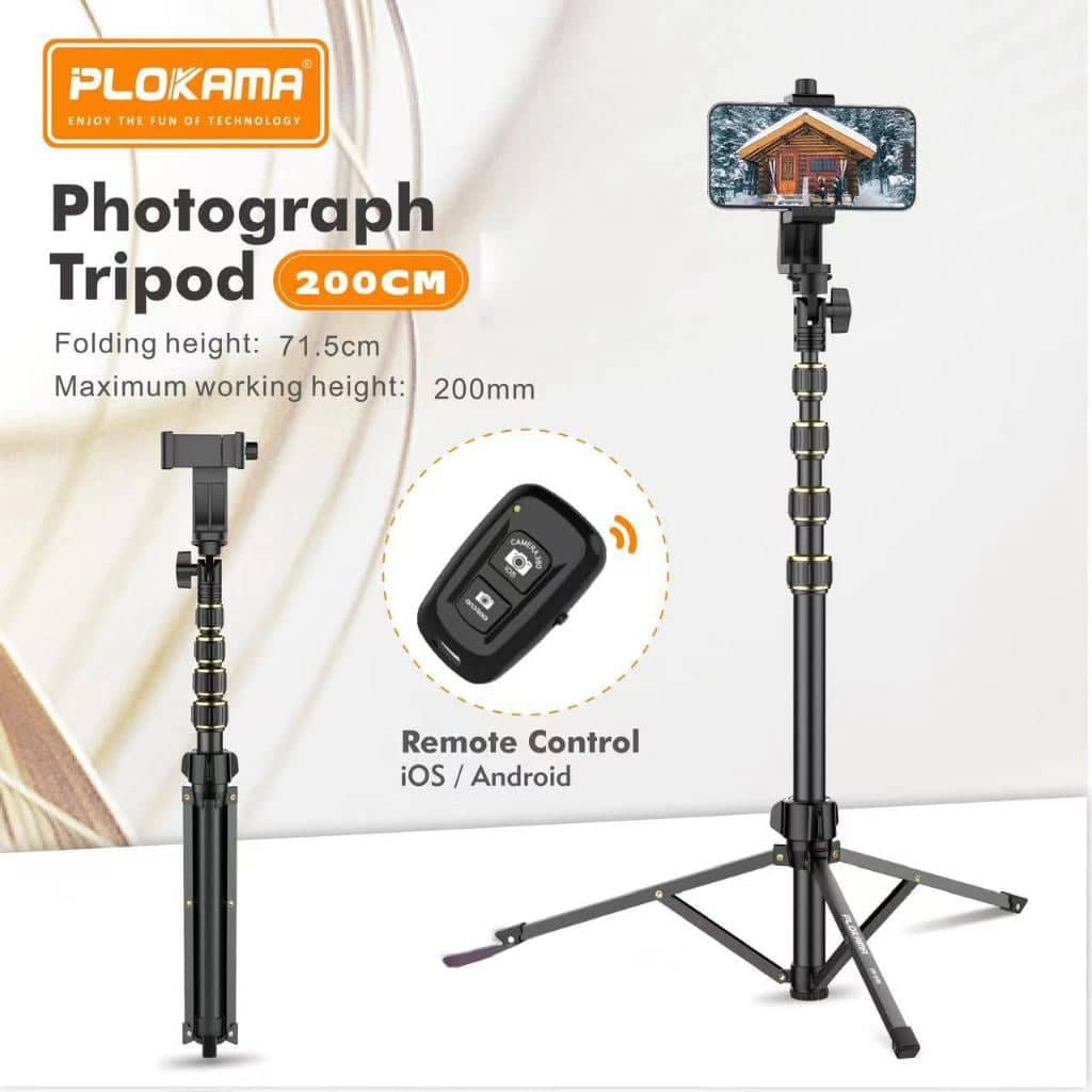 Plokama PK-998 Adjustable Tripod Stand with Bluetooth Remote