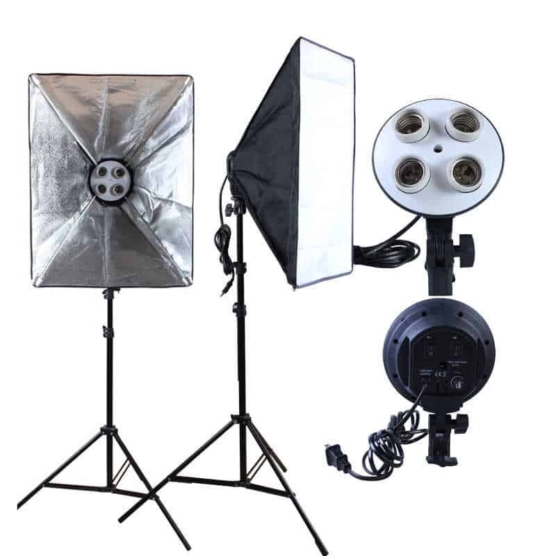Adjustable Softbox with 4-Socket E27 Lamp Holder & Light Stand