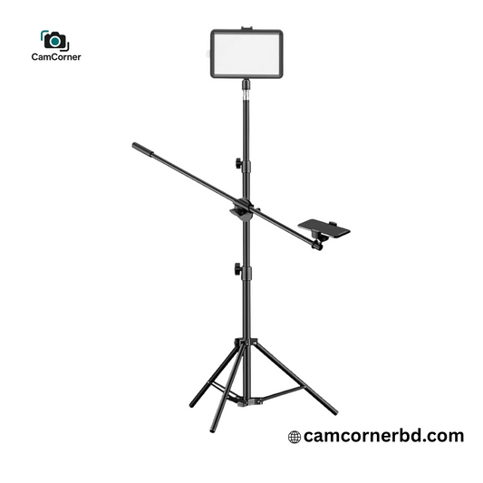 Tripod with mobile mount and light suitable for cooking vlog/product review/content creators
