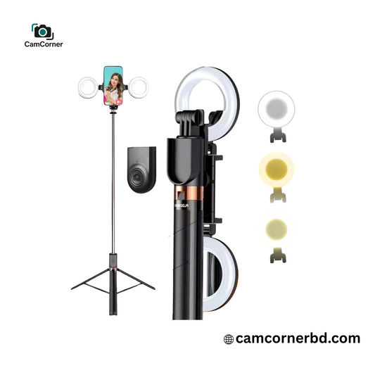 Plokama LIVE-K9 Pro Long Selfie Stick with Tripod Stand & Ring Light