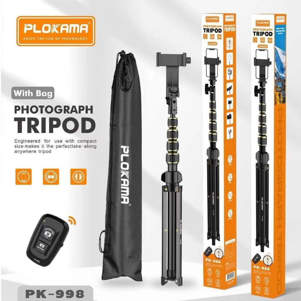 Plokama PK-998 Adjustable Tripod Stand with Bluetooth Remote