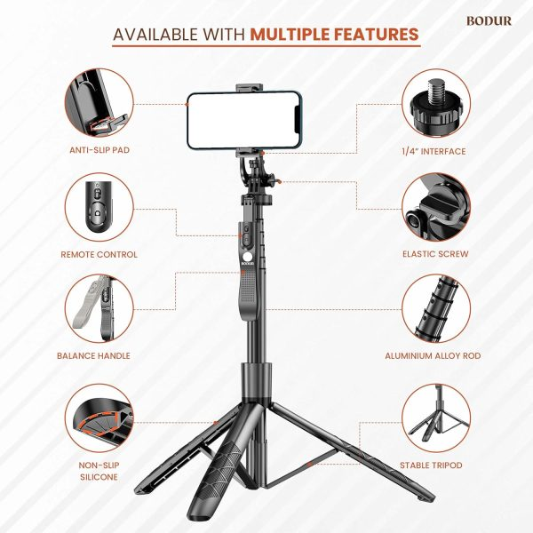 K28 Long Selfie Stick with Tripod Stand with Remote Control
