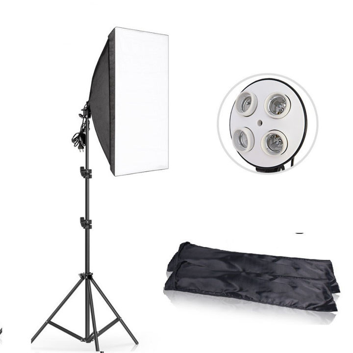 Adjustable Softbox with 4-Socket E27 Lamp Holder & Light Stand