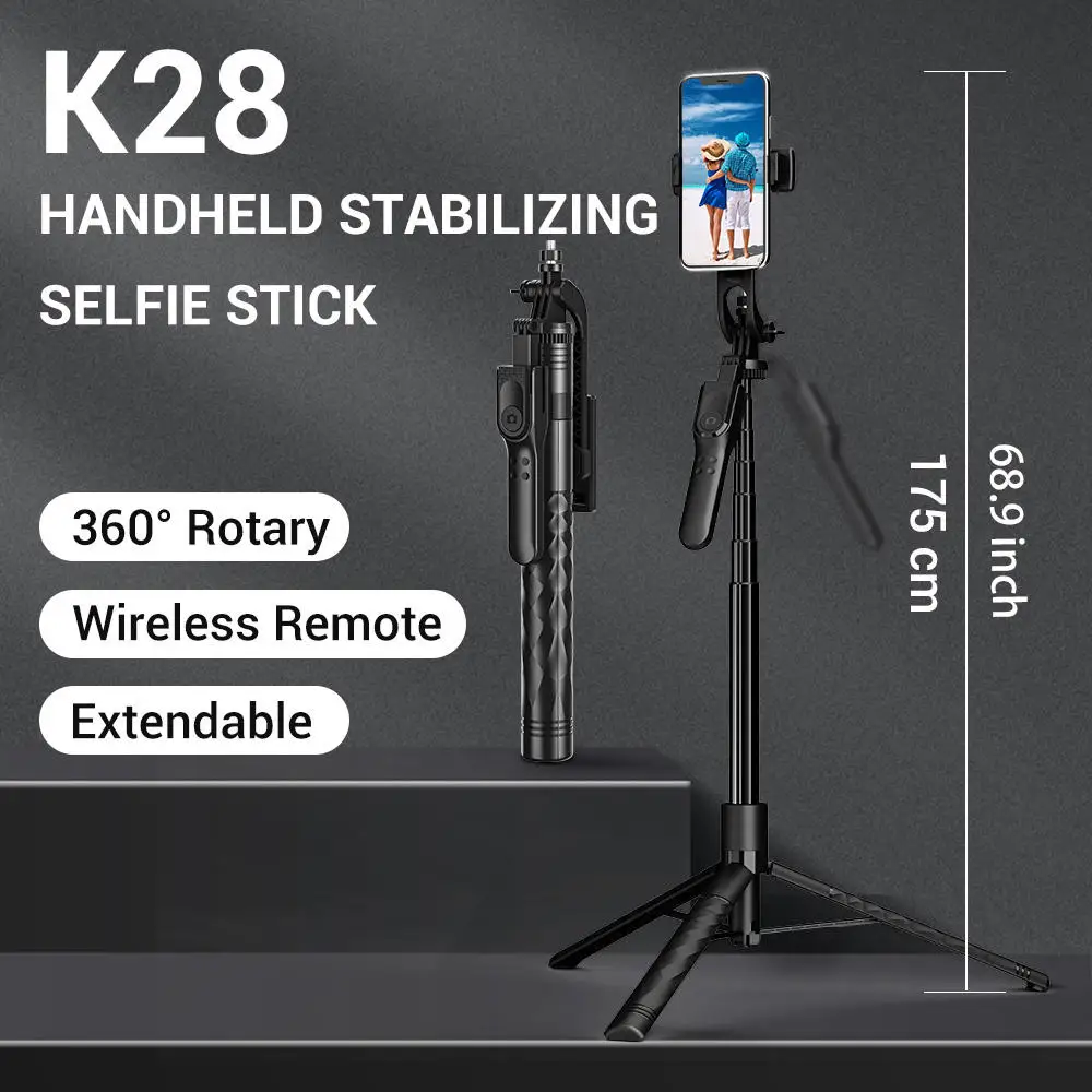 K28 Long Selfie Stick with Tripod Stand with Remote Control