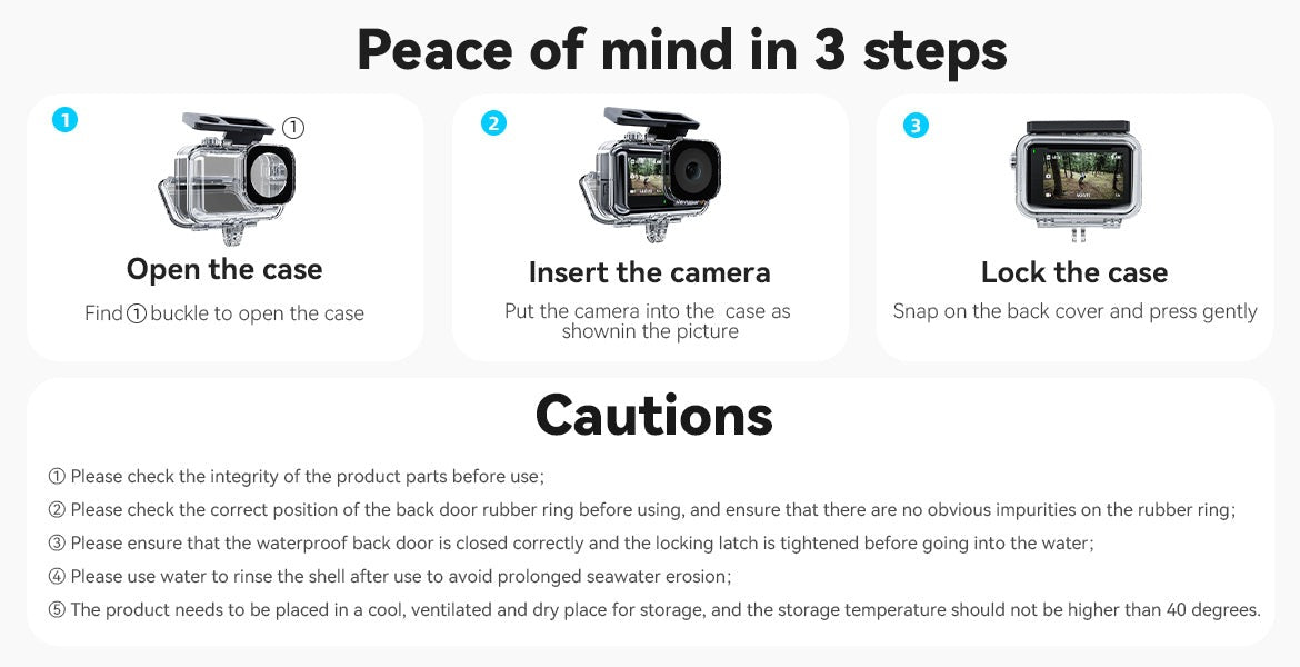 TELESIN Waterproof Case for DJI Action 5 Pro/4/3